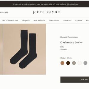 Jenni Kayne Black Cashmere Socks
